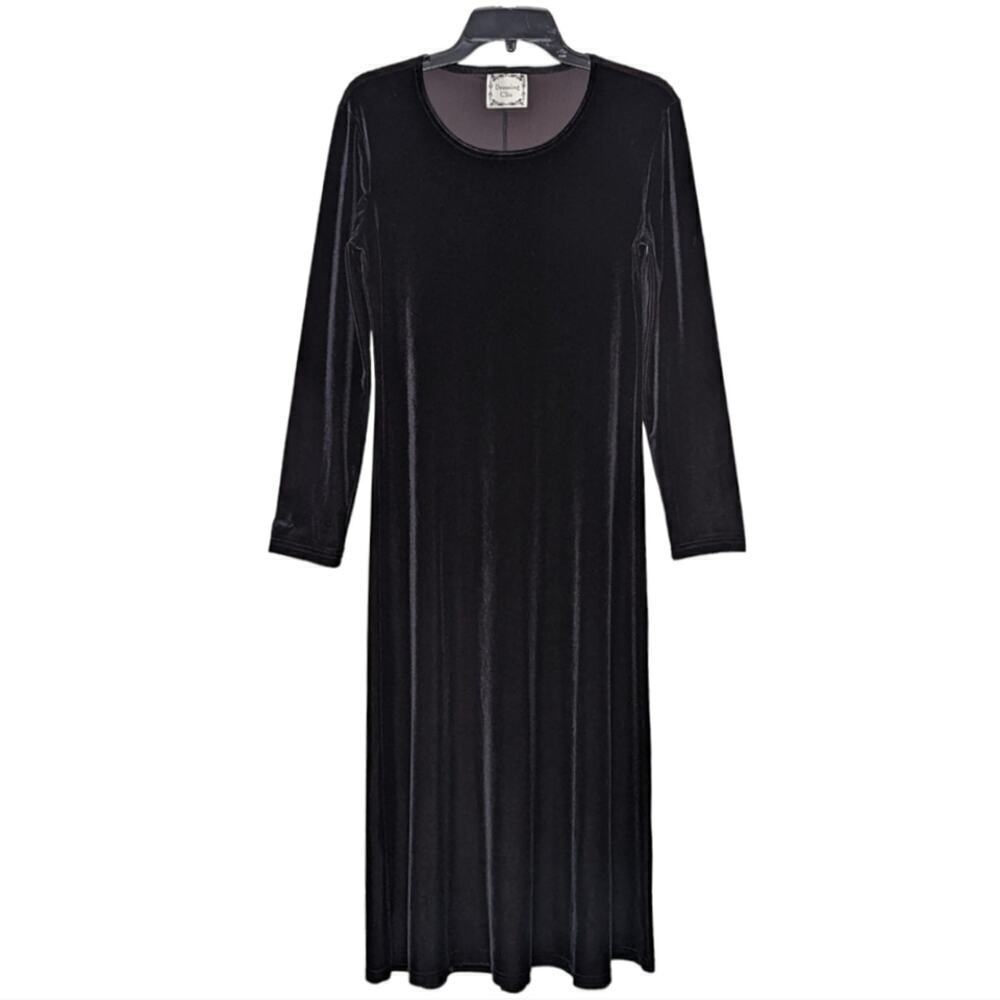 VINTAGE Dressing Clio Black Velvet Maxi Dress Size M